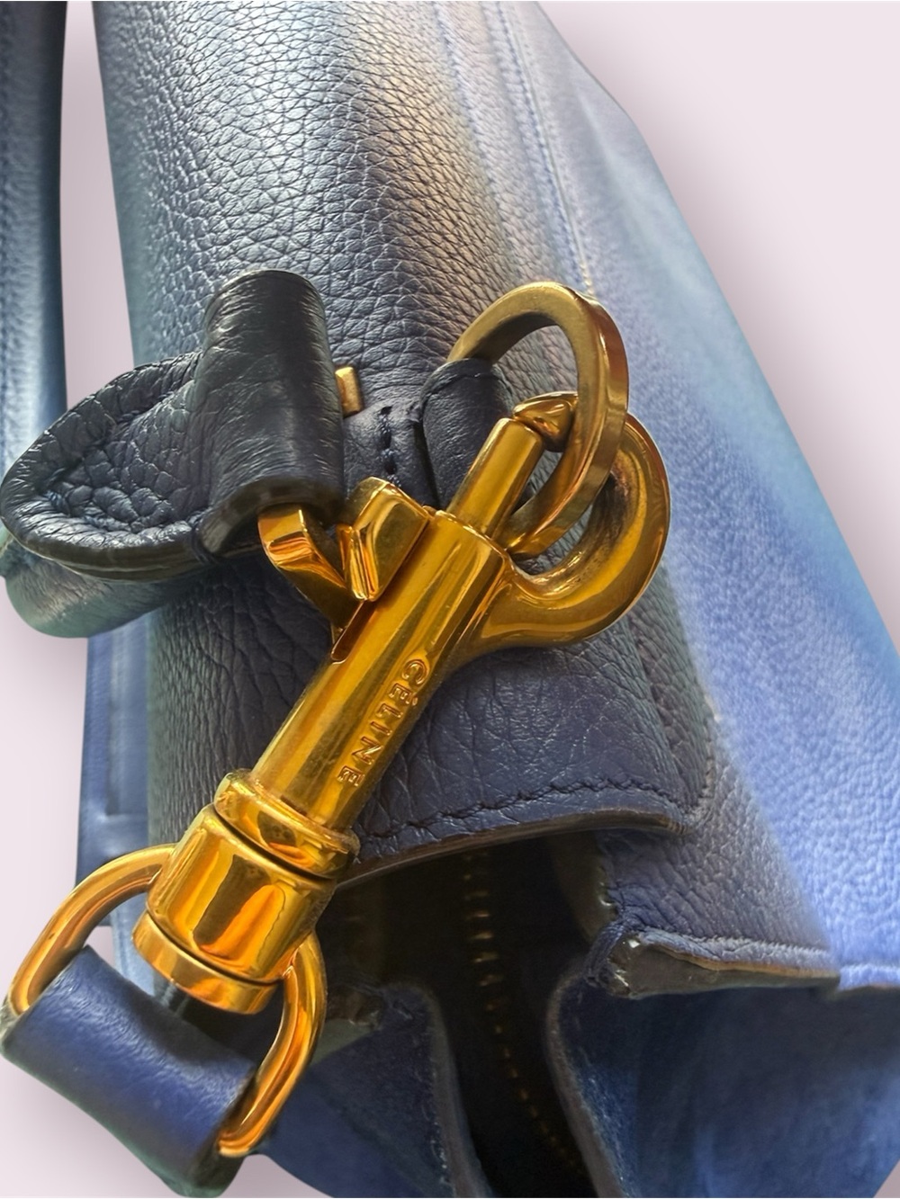 *Never used* Celine Cobalt Blue Leather Satchel with Gold Hardware - Picture 4 of 7
